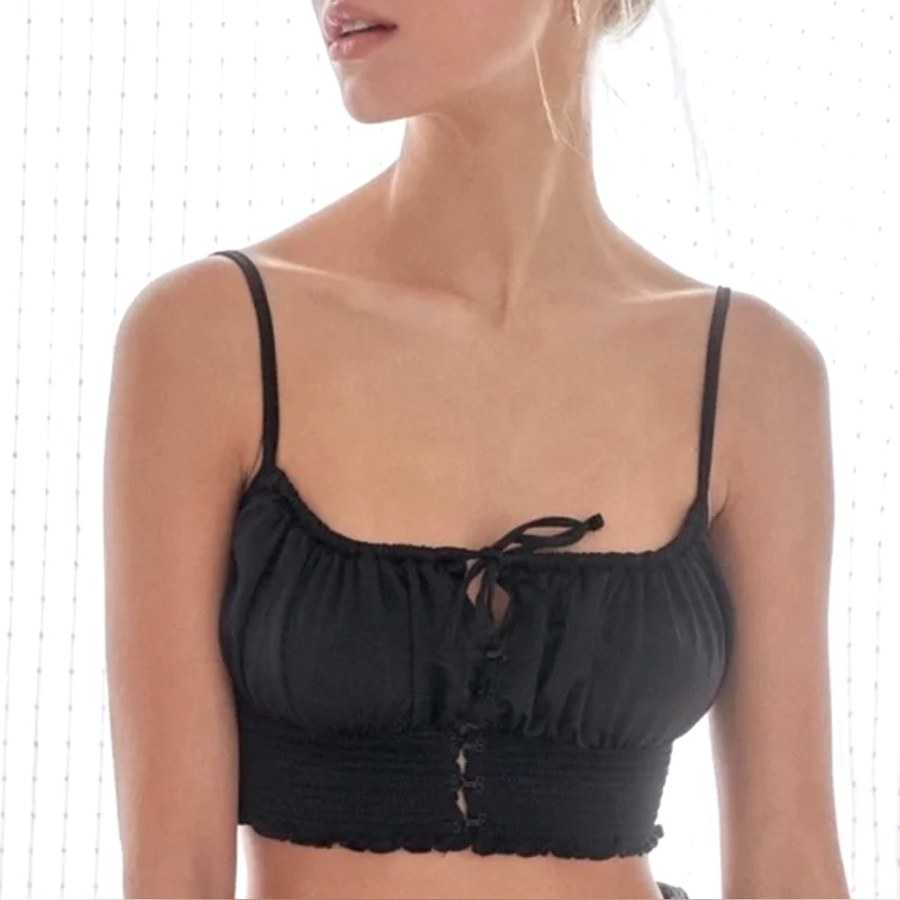 Urban Outfitters Out From Under Black Ruched Milkmaid Top